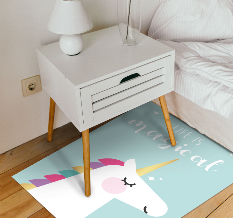 Unicorn Magical Phrase kids vinyl rug - TenStickers
