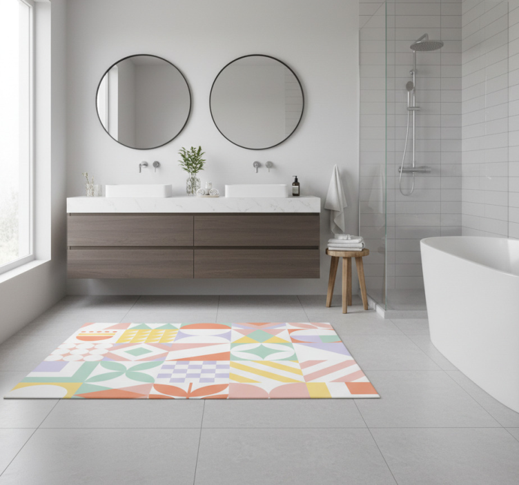 Unusual shapes bathroom vinyl rug - TenStickers