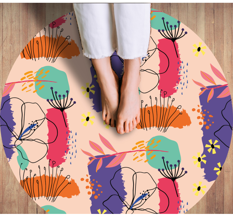 Vivid Flower Elements floral vinyl rug - TenStickers