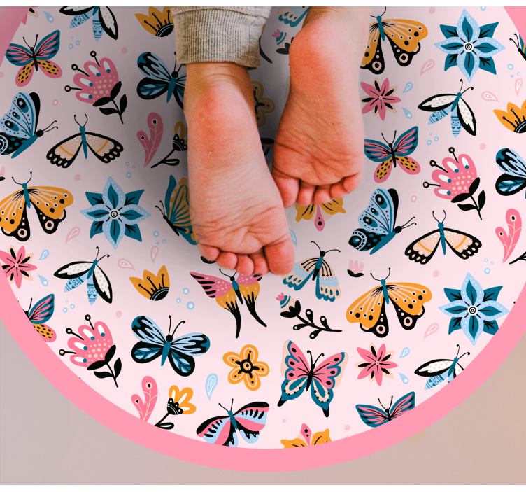 Vibrant Butterfly Emblem kids vinyl rug - TenStickers