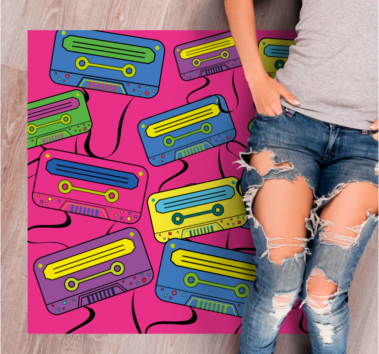 Vibrant Cassette Tapes teen vinyl rug - TenStickers