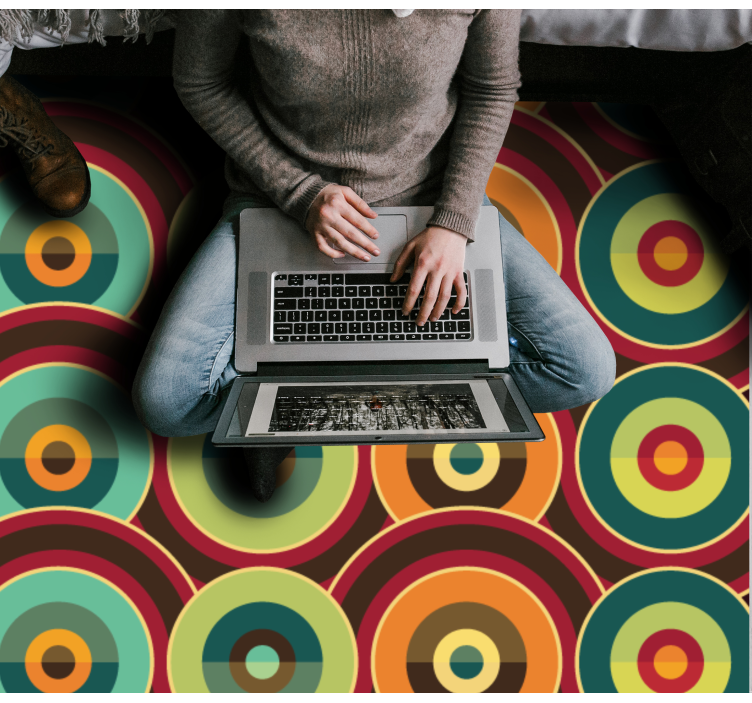 Vibrant Circular Motif geometric vinyl rug - TenStickers