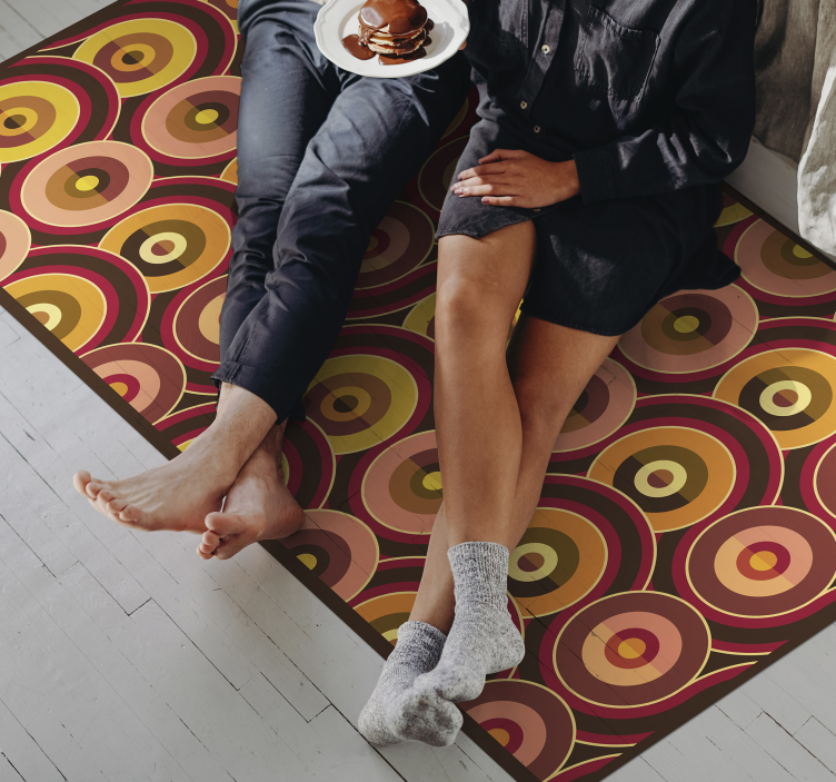 Vibrant brown circles vintage vinyl rug - TenStickers
