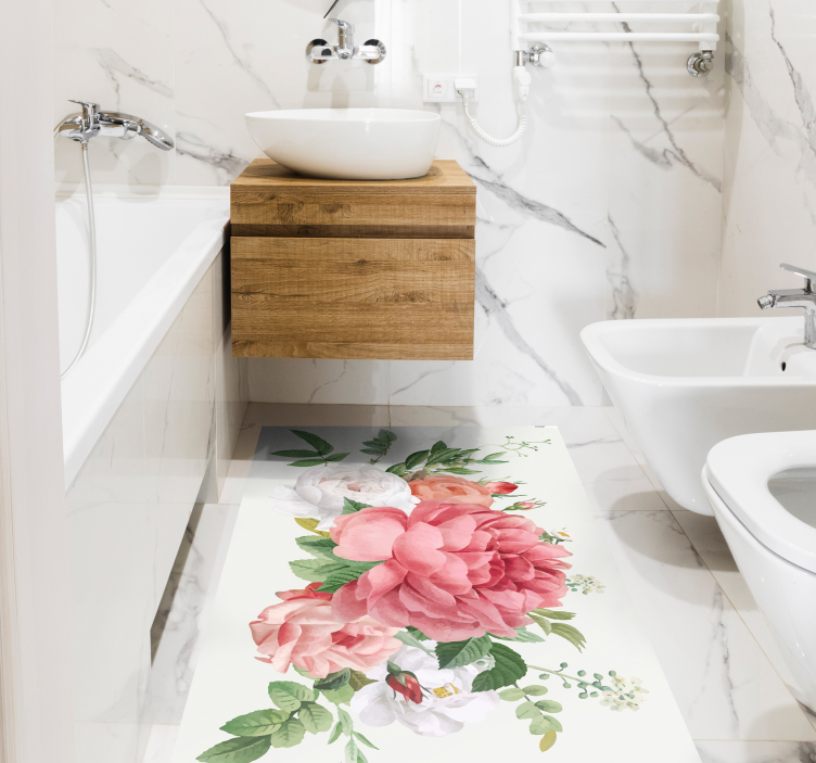 Vibrant floral arrangement floral vinyl rug - TenStickers