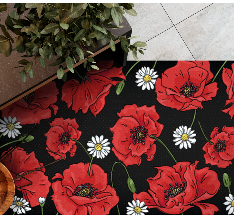 Vibrant floral illustration floral vinyl rug - TenStickers