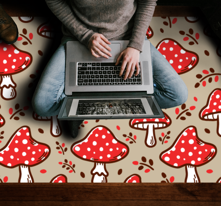 Vibrant Fungal Motifs floral vinyl rug - TenStickers