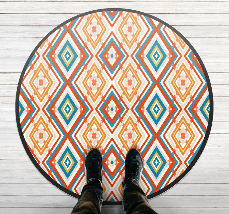 Vibrant element geometric vinyl rug - TenStickers