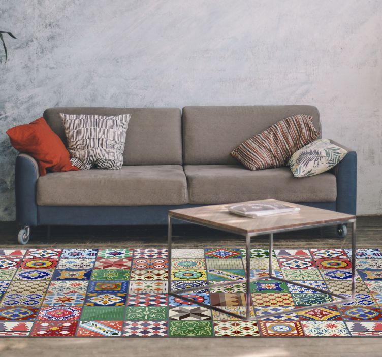 Vibrant mosaic ceramics tile vinyl rug - TenStickers