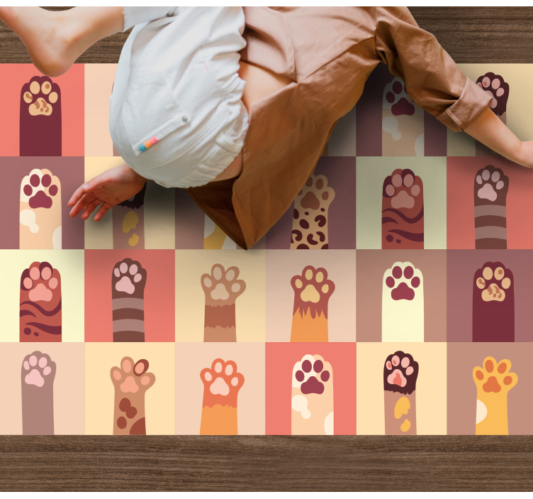 Vibrant Paw Prints animal print vinyl rug - TenStickers