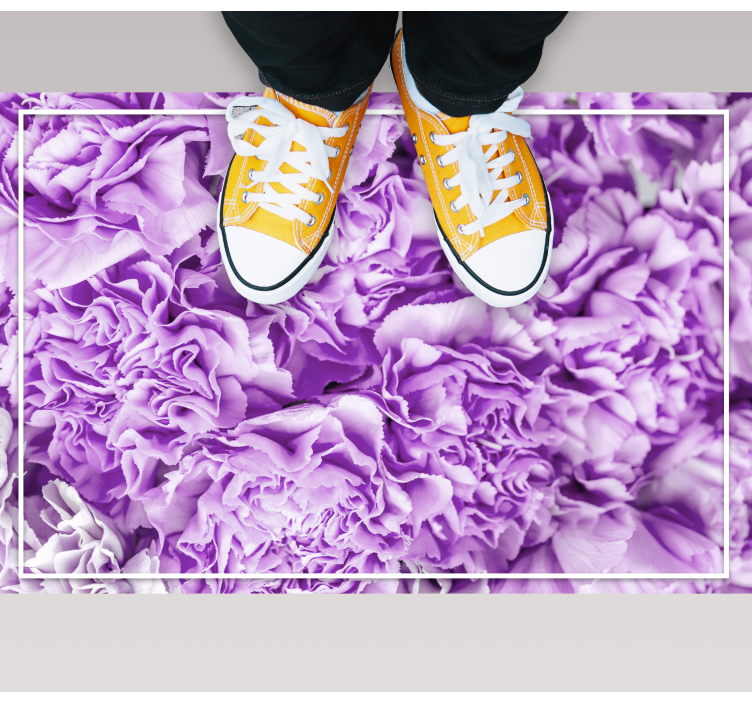 Vibrant Purple Blooms floral vinyl rug - TenStickers