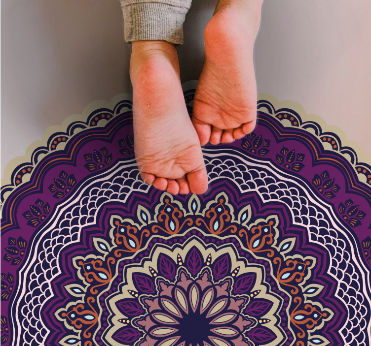 Vibrant purple design mandala vinyl rug - TenStickers