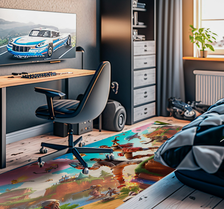 Videogame characters in action bedroom rug - TenStickers