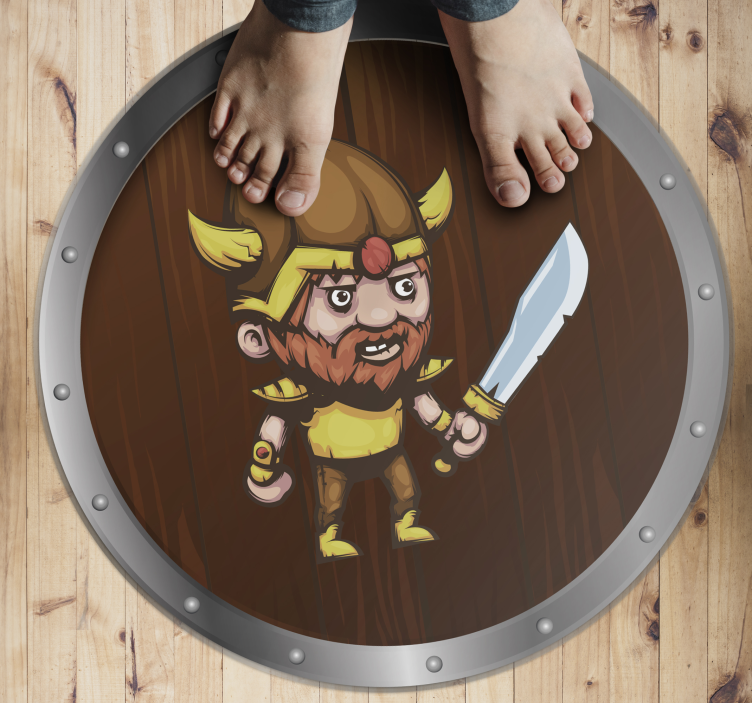 Viking warrior on brown surface kids vinyl rug - TenStickers