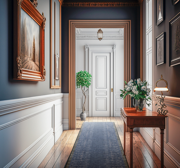 Vintage blue textured vinyl hallway runner - TenStickers