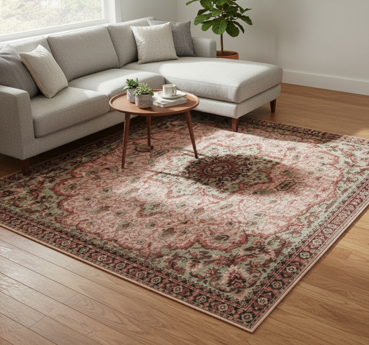 Vintage rose living room vinyl rug - TenStickers