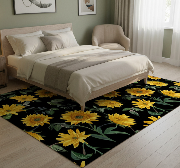 Vintage sunflower floral vinyl rug - TenStickers