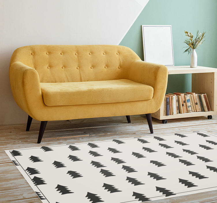 Vinyl rug pattern trees nordic - TenStickers