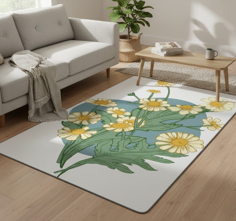 Vivid bloom composition floral vinyl rug - TenStickers