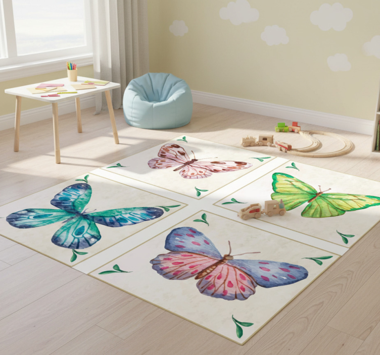 Vivid butterfly designs animal vinyl rug - TenStickers