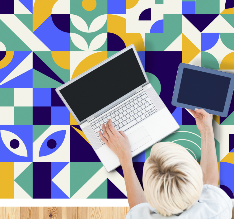 Vivid geometric patterns geometric vinyl rug - TenStickers