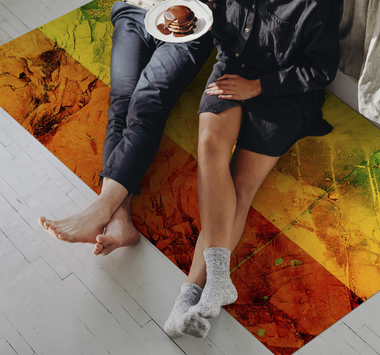 Warm Color Layers textured vinyl rug - TenStickers