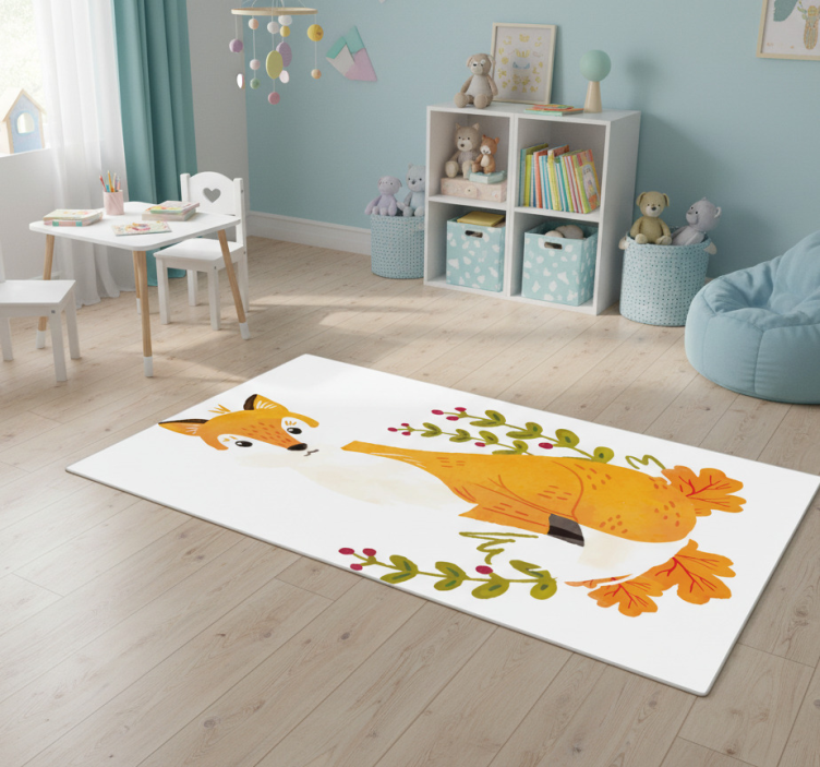 Watercolor fox animal vinyl rug - TenStickers