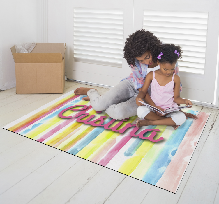 Watercolour striped carpet with name - TenStickers