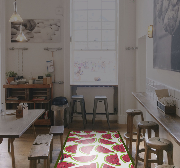 Watermelon Slice Pattern floral vinyl rug - TenStickers