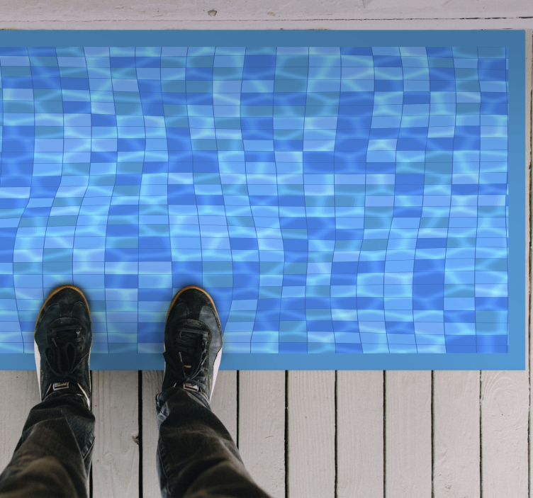 Wavy Blue Mosaic textured vinyl rug - TenStickers