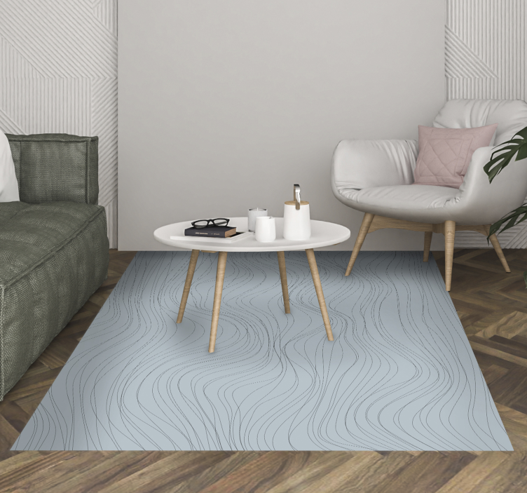 Wavy blue patterns living room vinyl rug - TenStickers