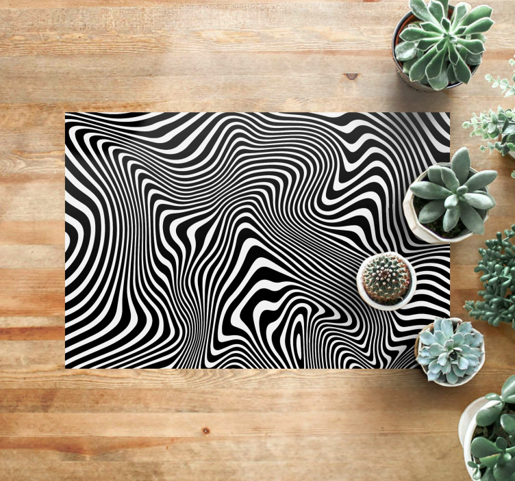 Wavy Optical Illusion striped vinyl rug - TenStickers