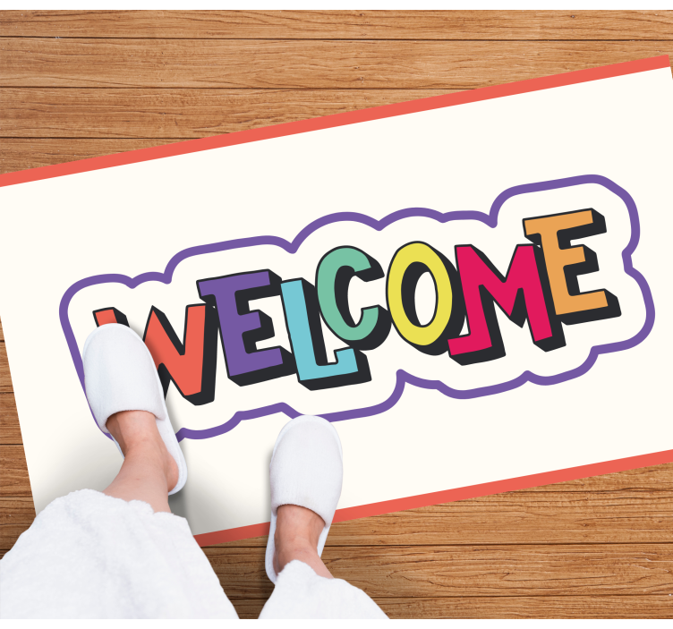 Colorful welcome sign entrance hall vinyl rug - TenStickers