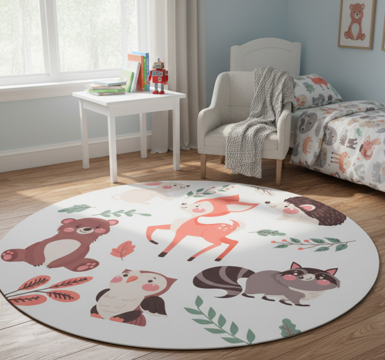 Whimsical animal companions animal vinyl rug - TenStickers