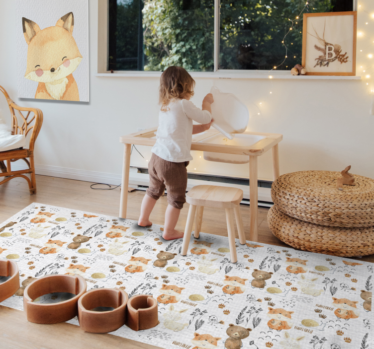 Happy  animal friends kids vinyl rug - TenStickers