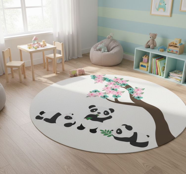 Whimsical panda clan animal vinyl rug - TenStickers
