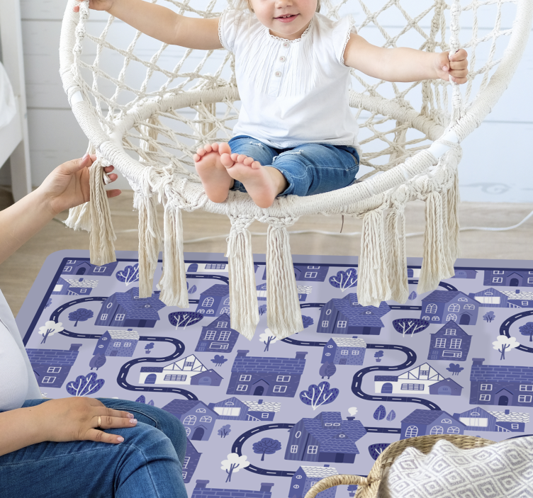 Blue townscape design road vinyl rug - TenStickers