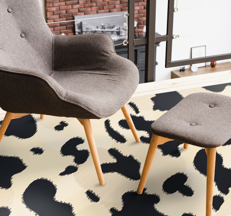 White cow texture animal print vinyl rug - TenStickers