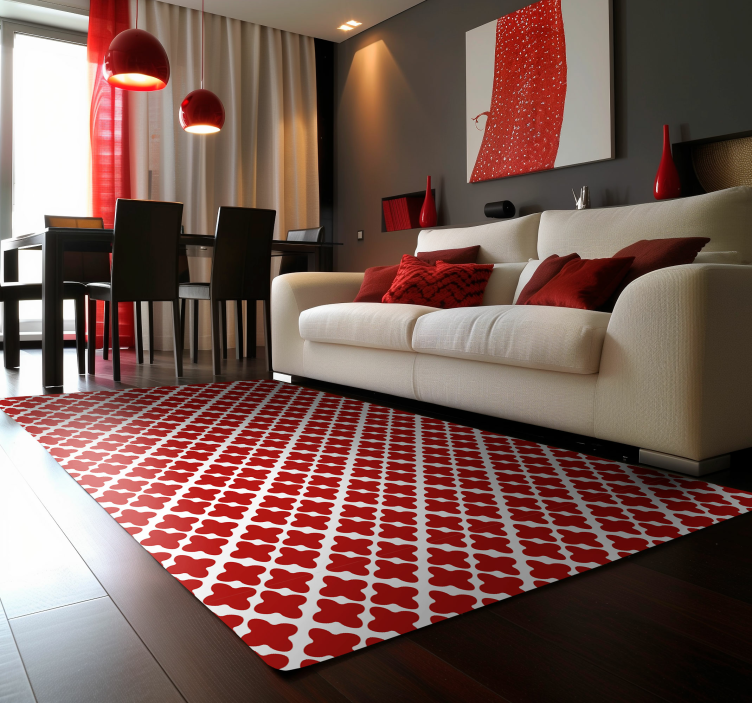 White geometric pattern red vinyl rug - TenStickers