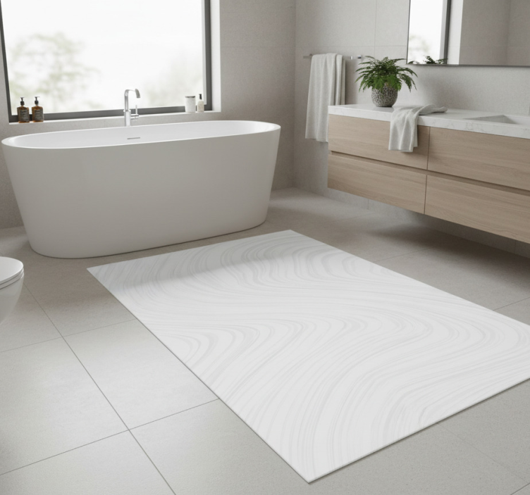 White marble pattern gray stripes bathroom vinyl rug - TenStickers