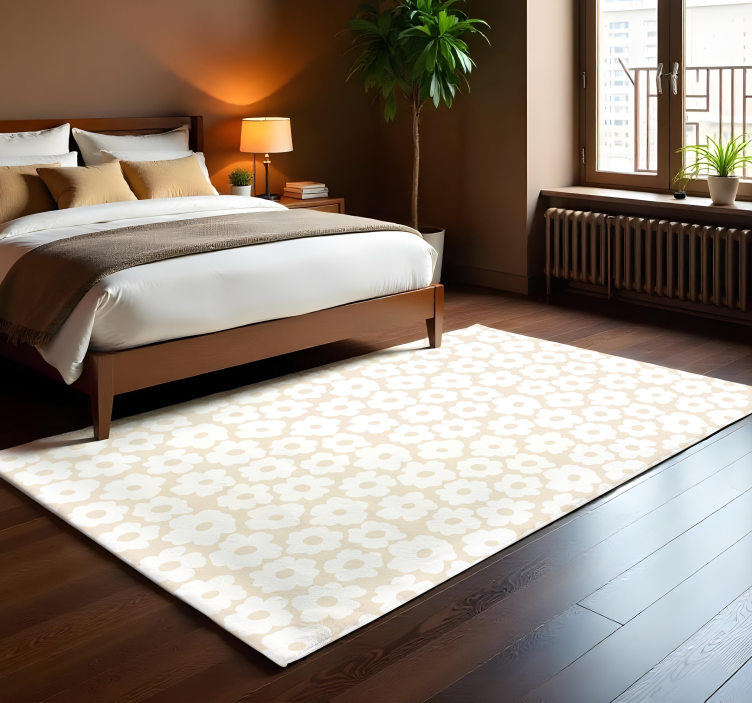 White poppy floral vinyl rug - TenStickers