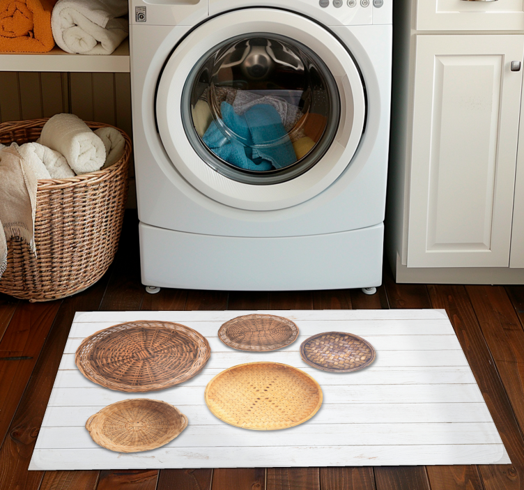 Wicker Baskets Wooden Texture - TenStickers