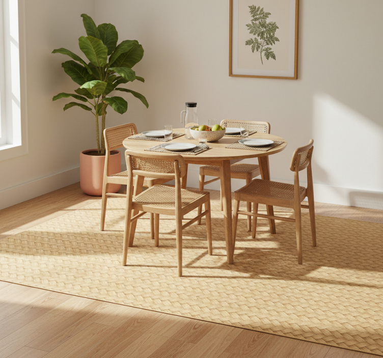 Wicker dining room vinyl rug - TenStickers