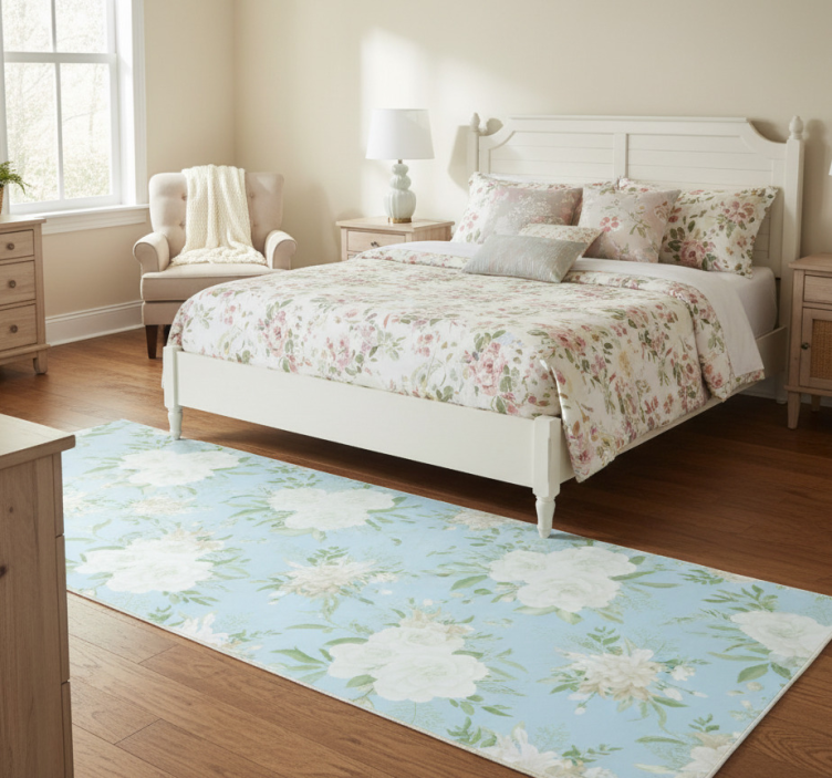 Wild floral grandmillennial style bedroom vinyl rug - TenStickers
