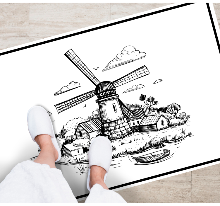 Windmill Landscape vintage vinyl rug - TenStickers