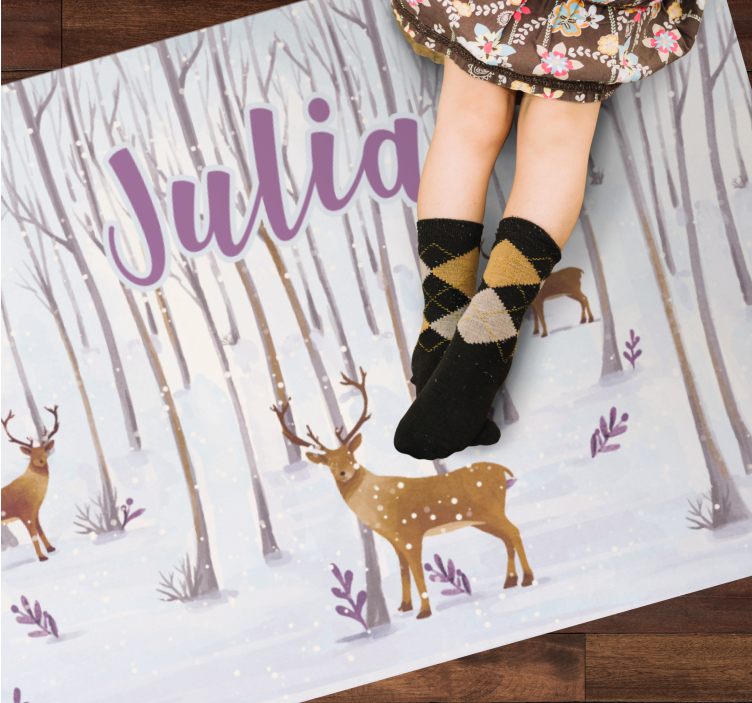Winter Forestscape custom vinyl rug - TenStickers