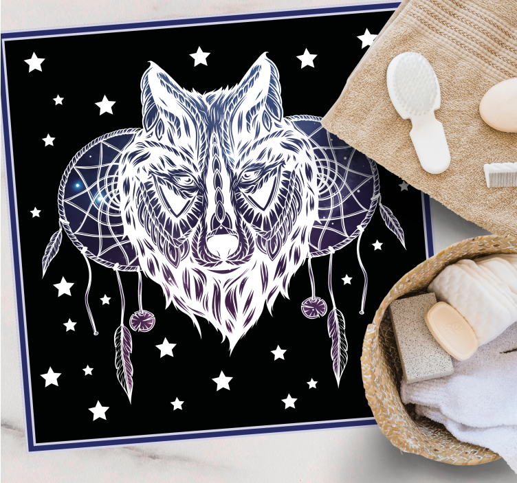 Wolf Dreamcatcher Stars nursery vinyl rug - TenStickers