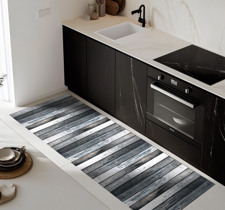 Wood texture kitchen vinyl rug - TenStickers