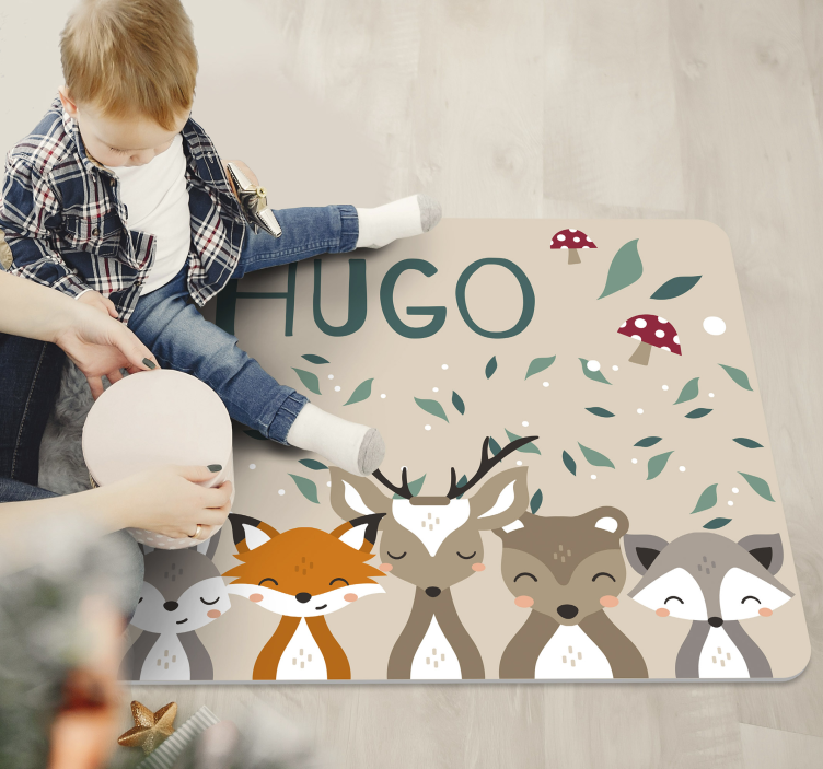 Woodland Friends custom vinyl rug - TenStickers