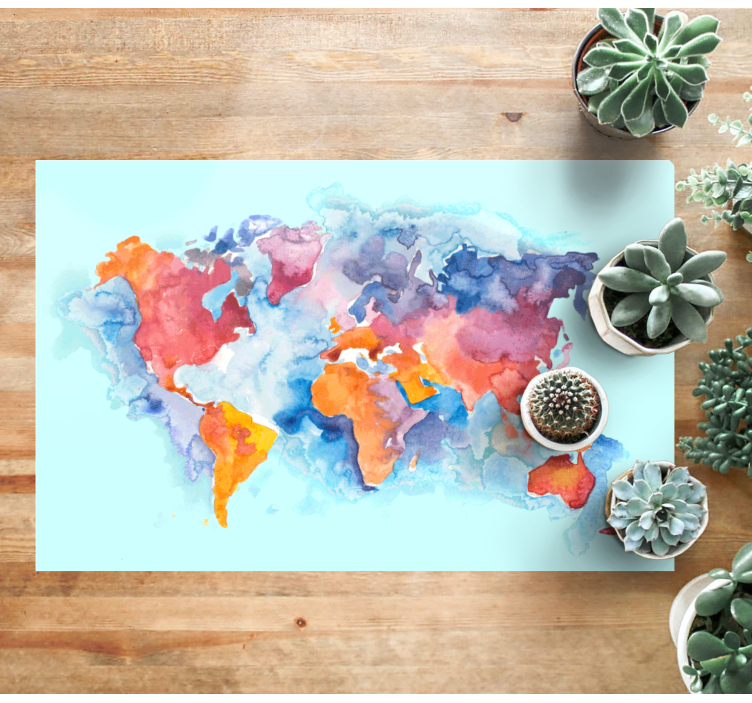 World map vinyl rug colorful global map - TenStickers