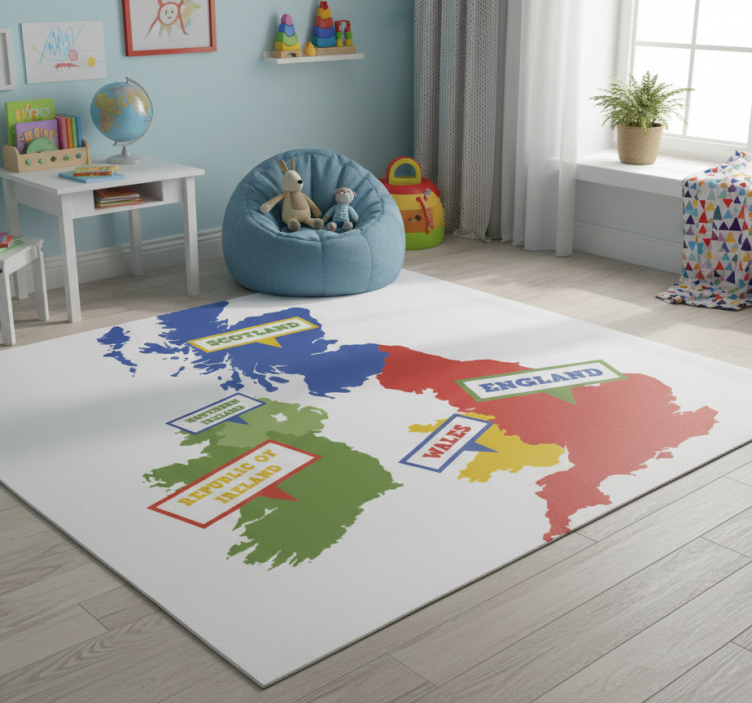 World map vinyl rug in vibrant great britain - TenStickers